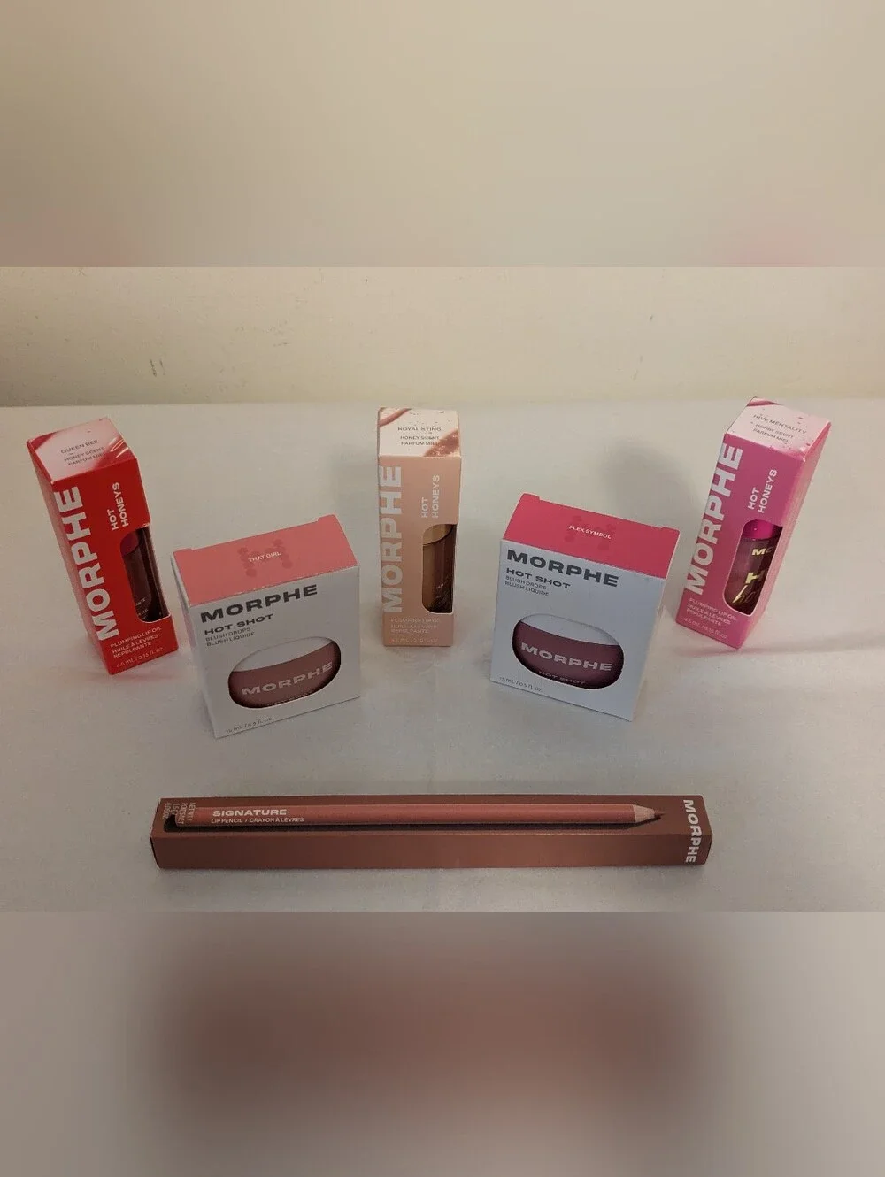 Morphe Tinted Lip Oils, Hot Shot Blush, Lip Pencil Coral, Nude & Pink